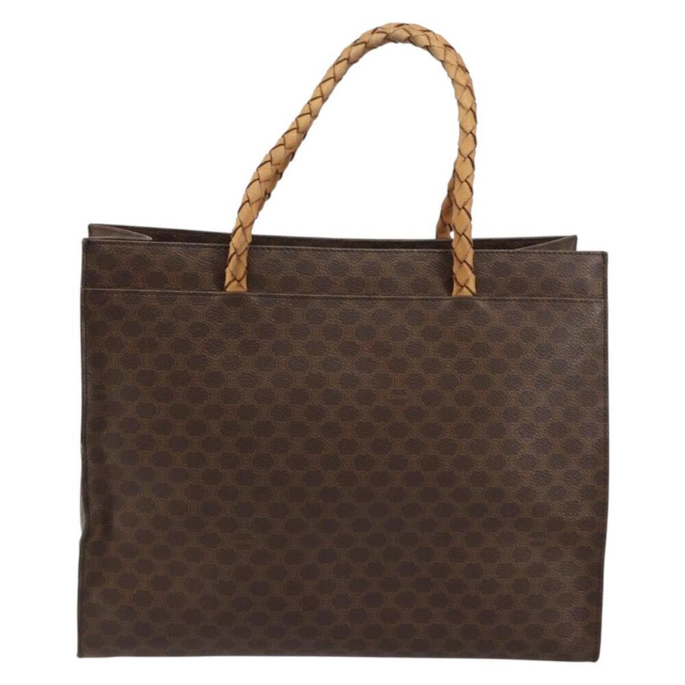 CELINE Macadam Canvas Hand Bag PVC Leather Brown Gold Auth 161051 - Picture 2 of 16